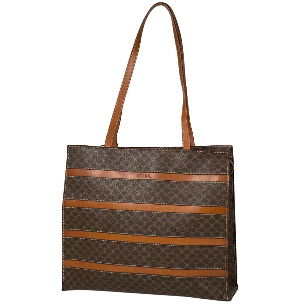 Celine Macadam Pattern Canvas Tote Shoulder Bag B… - image 1